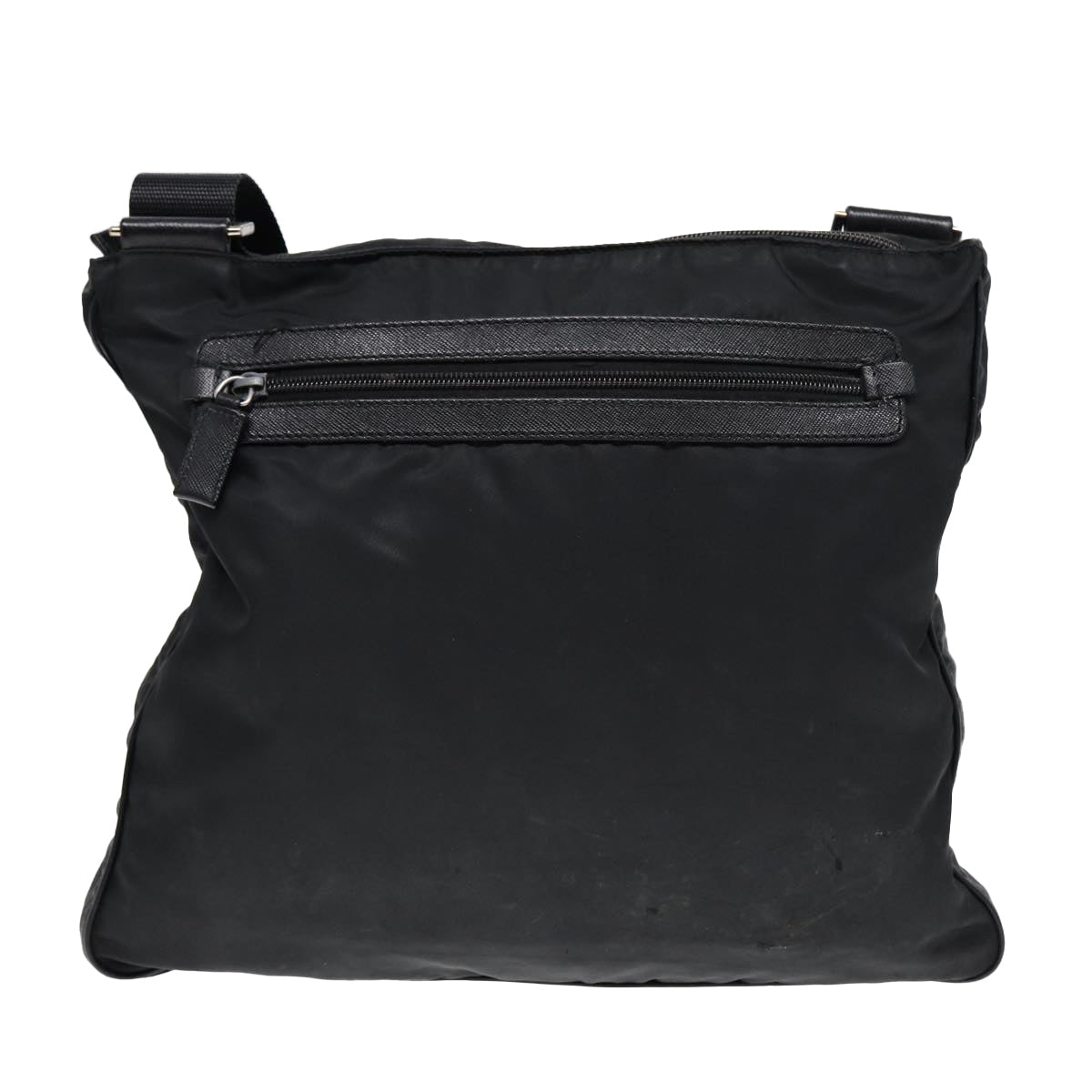 Prada Shoulder Bag Auth Nylon Black Silver Silver Auth 85651
