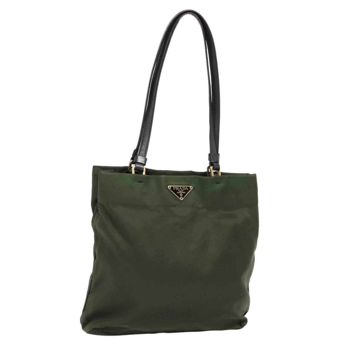 Prada Shoulder Bag Khaki Auth Nylon Gold Gold Auth 85712
