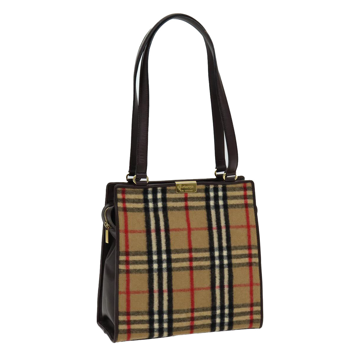 Burberry Luxury ss Nova Check Shoulder Bag Wool Auth Beige Gold
