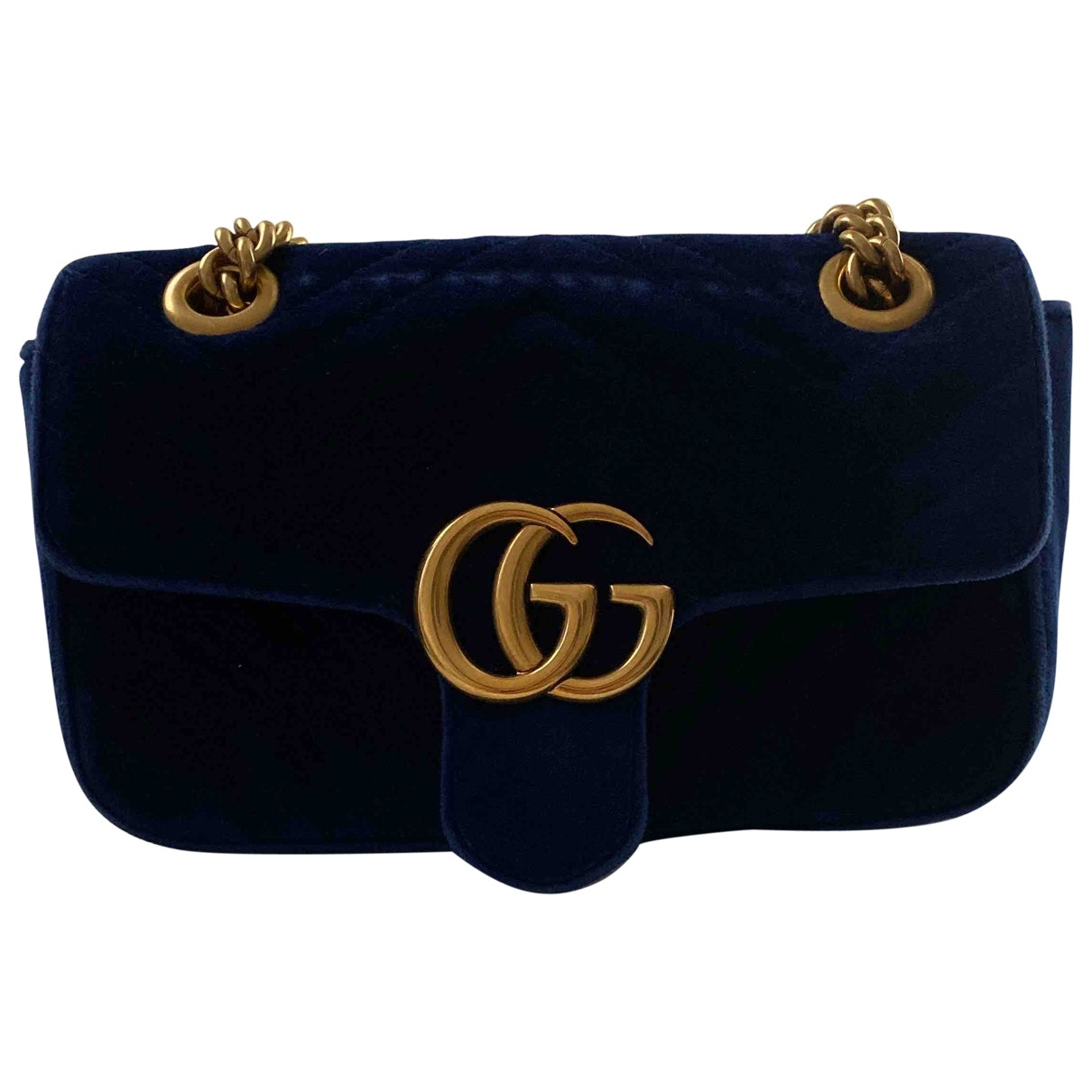 Gucci marmont blue velvet handbag