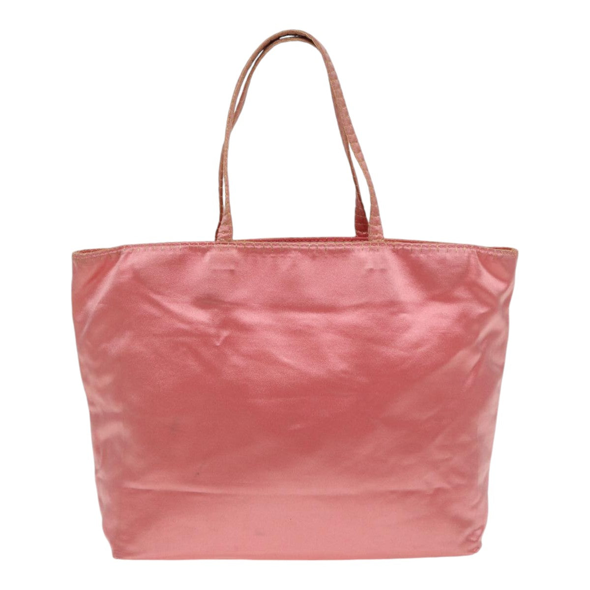 Prada Hand Bag Auth Satin Pink Gold Travel Bag