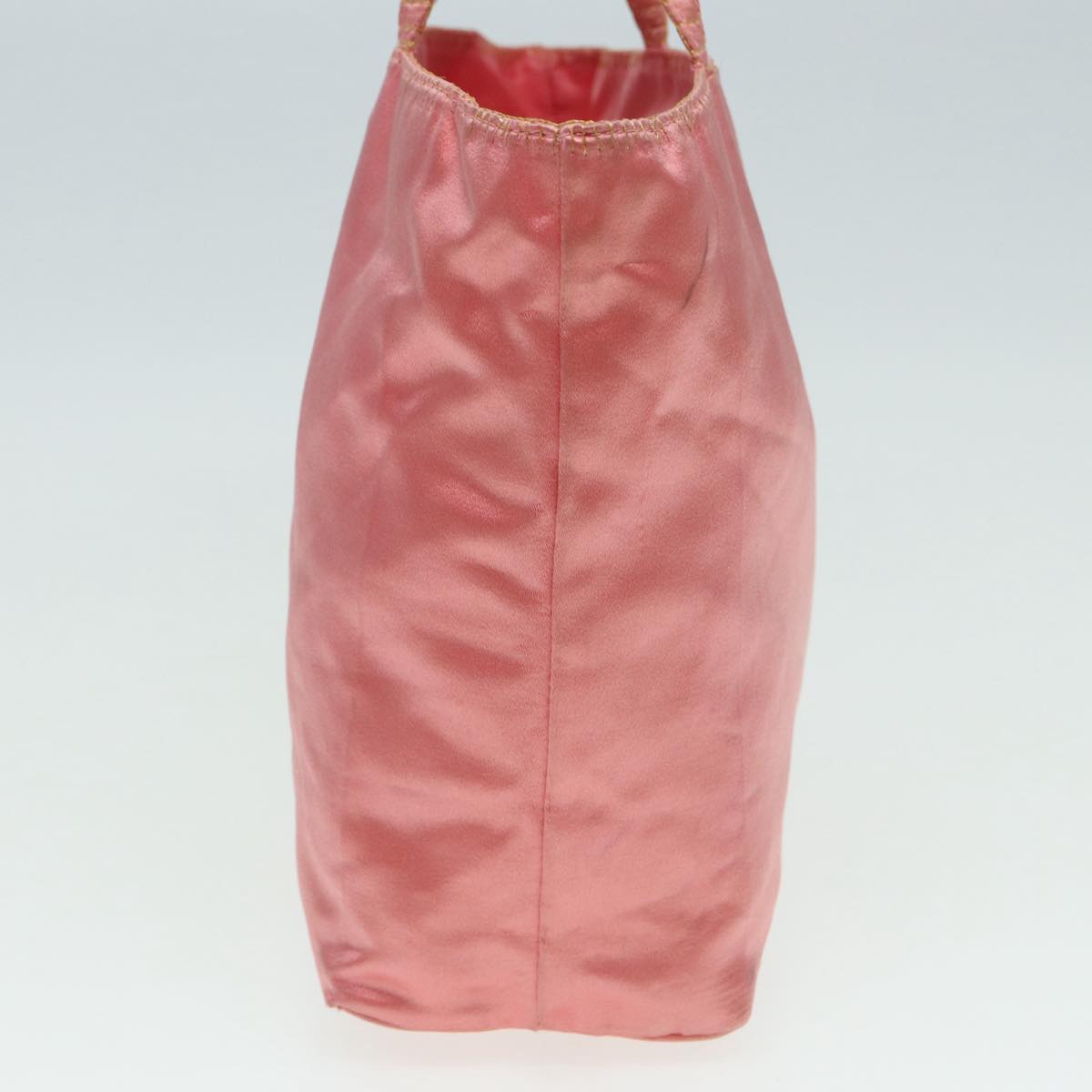 Prada Hand Bag Auth Satin Pink Gold Travel Bag