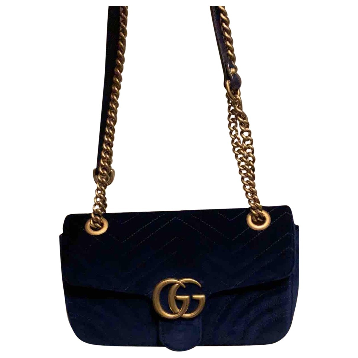 Gucci marmont blue velvet handbag