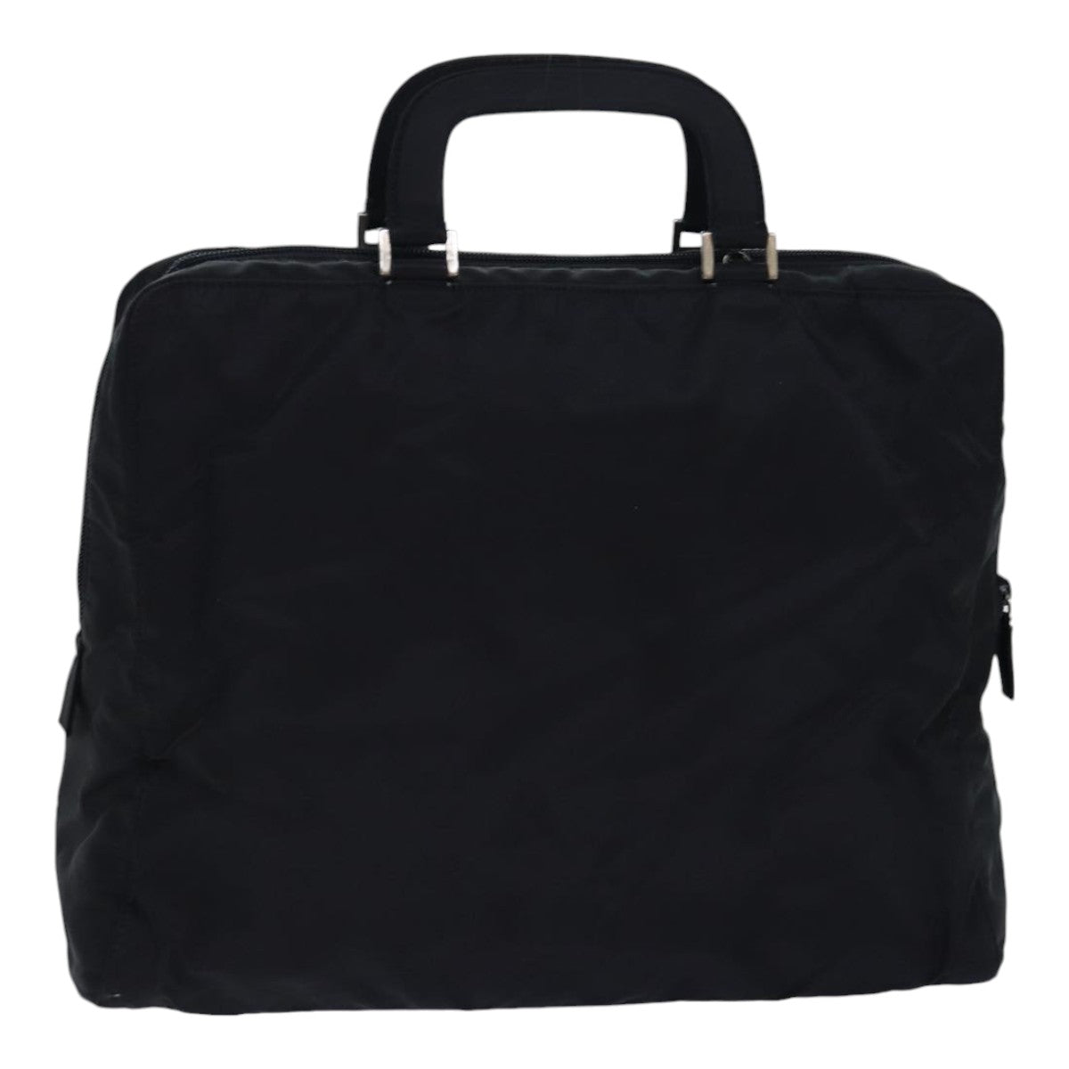 Prada Hand Bag Auth Nylon Black Silver Travel Bag Silver Auth 85874