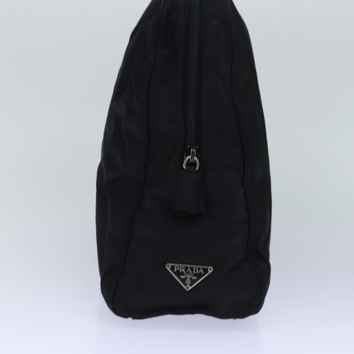 Prada Hand Bag Auth Nylon Black Silver Travel Bag Silver Auth 85874