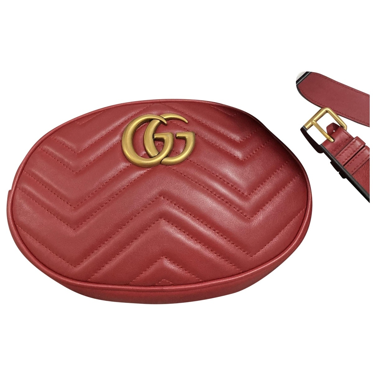 Gucci marmont red leather clutch bag