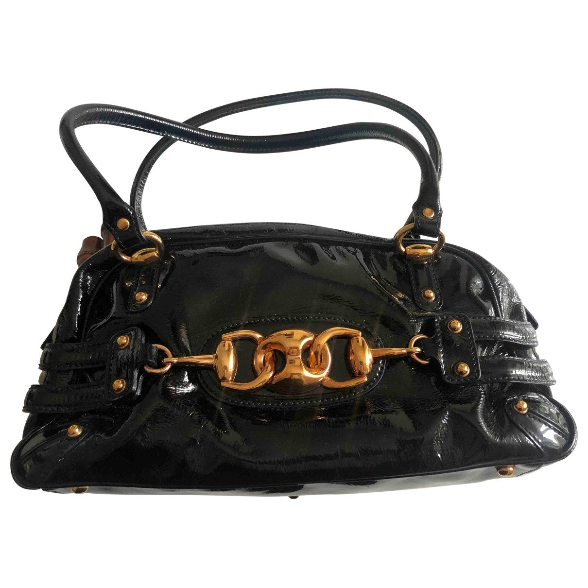 Gucci black patent leather handbag