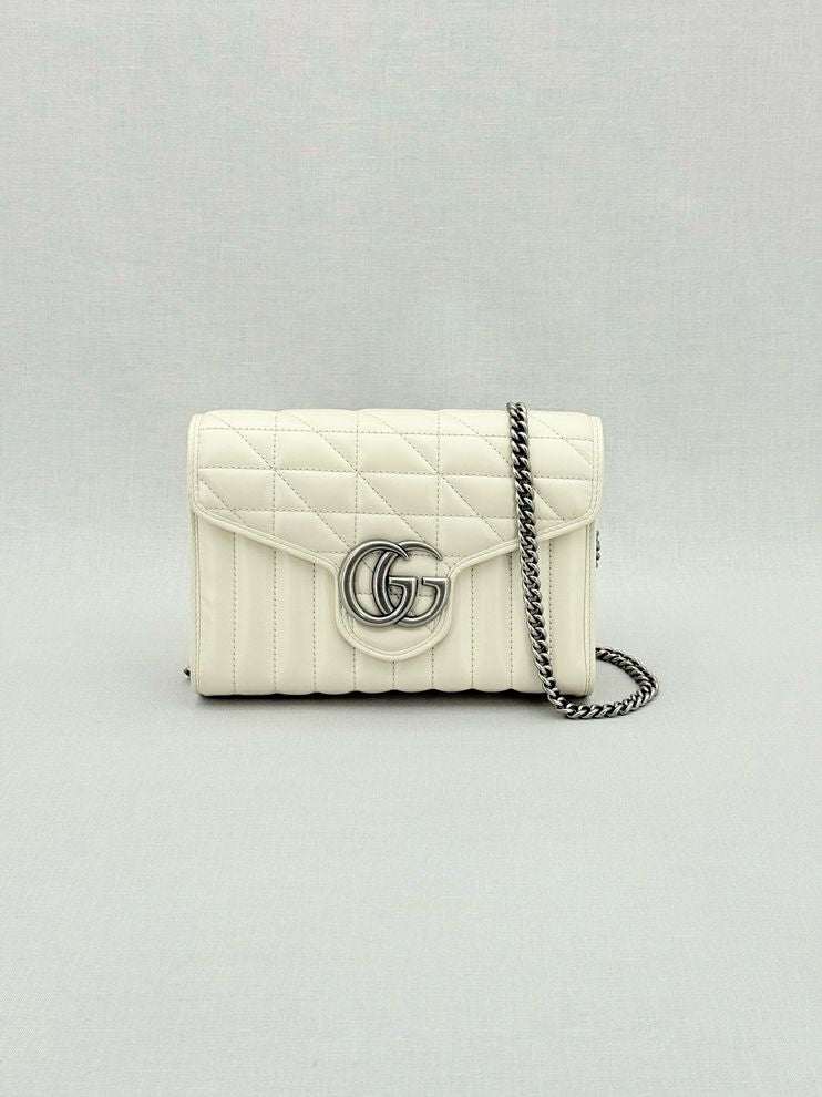 GUCCI GG Marmont White Shoulder Bag