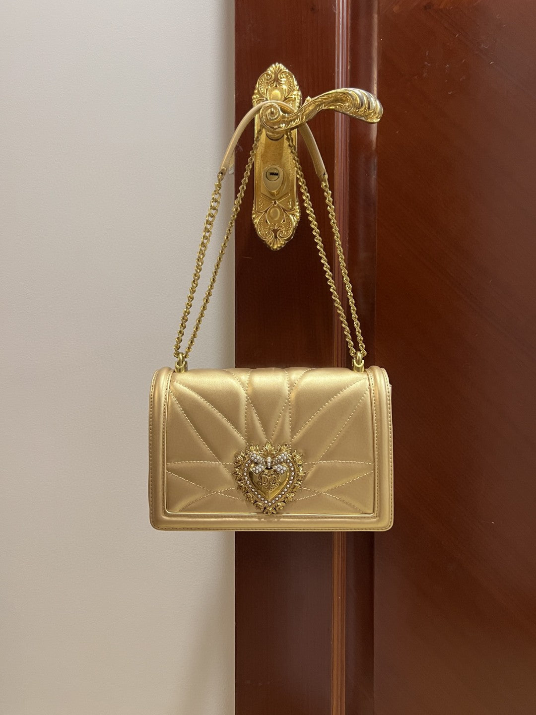 Devotion Nappa Quilted Gold Large Travel Bag