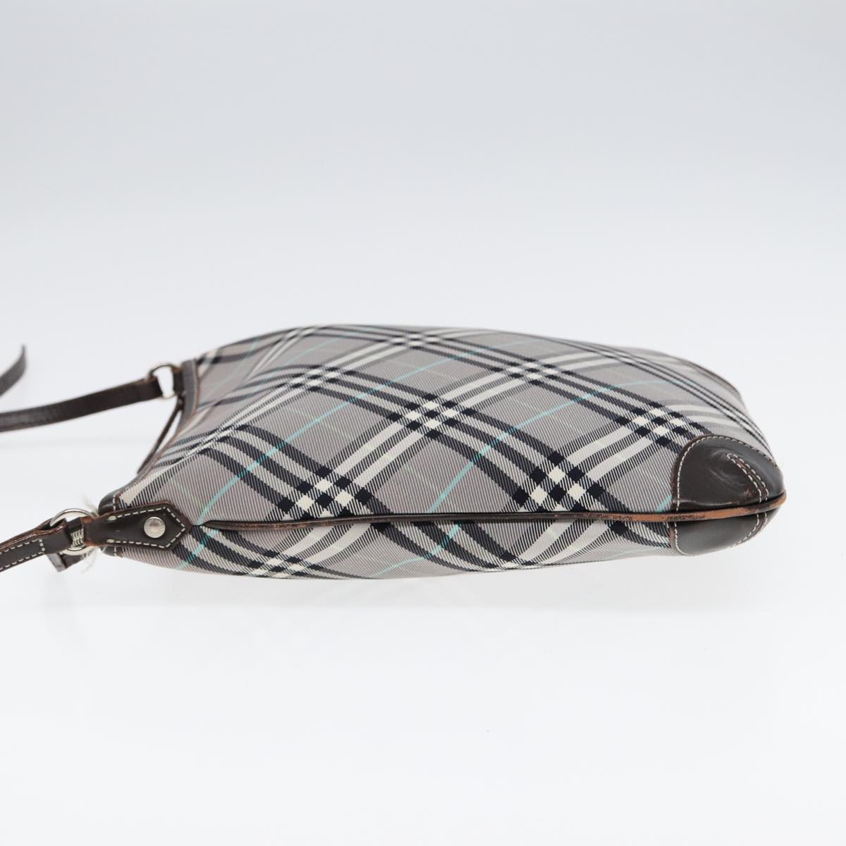 Burberry Luxury Nova Check Shoulder Bag Auth Canvas Silver Gray