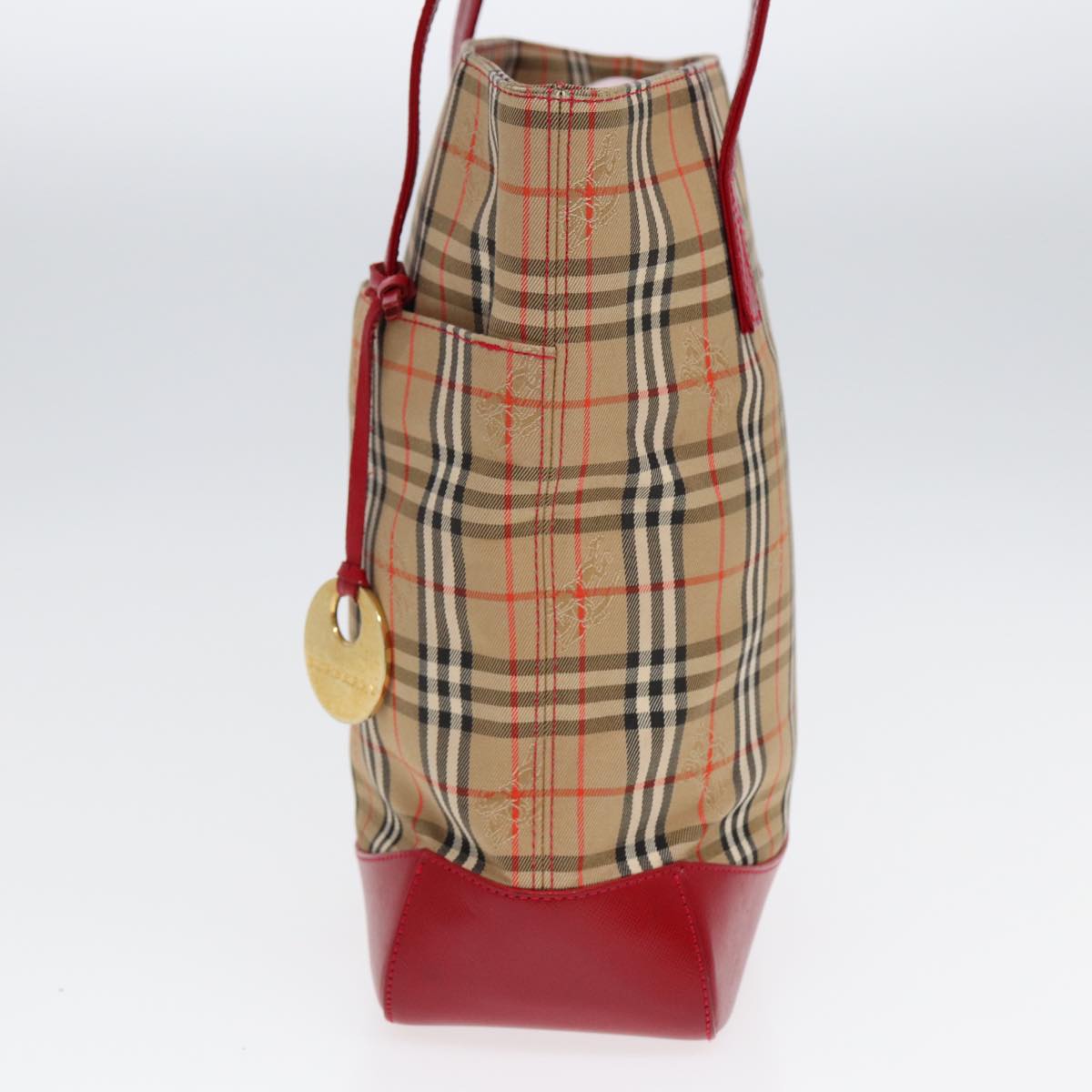 Burberry Luxury Nova Check Tote Bag Auth Leather Canvas Beige