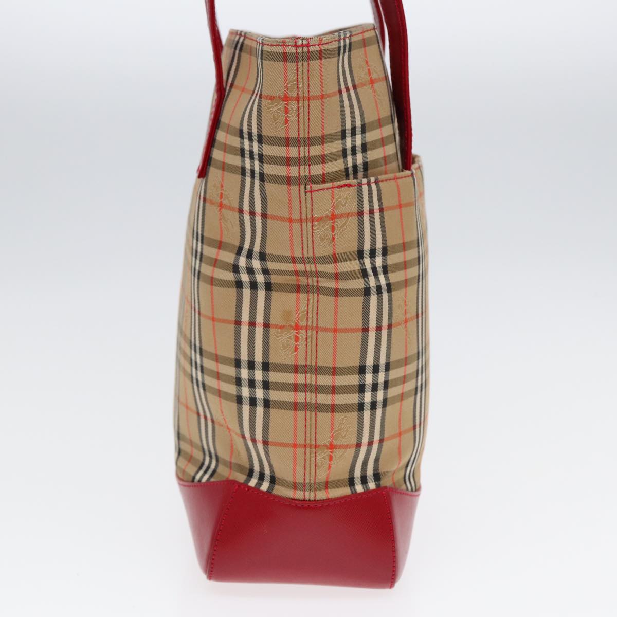 Burberry Luxury Nova Check Tote Bag Auth Leather Canvas Beige