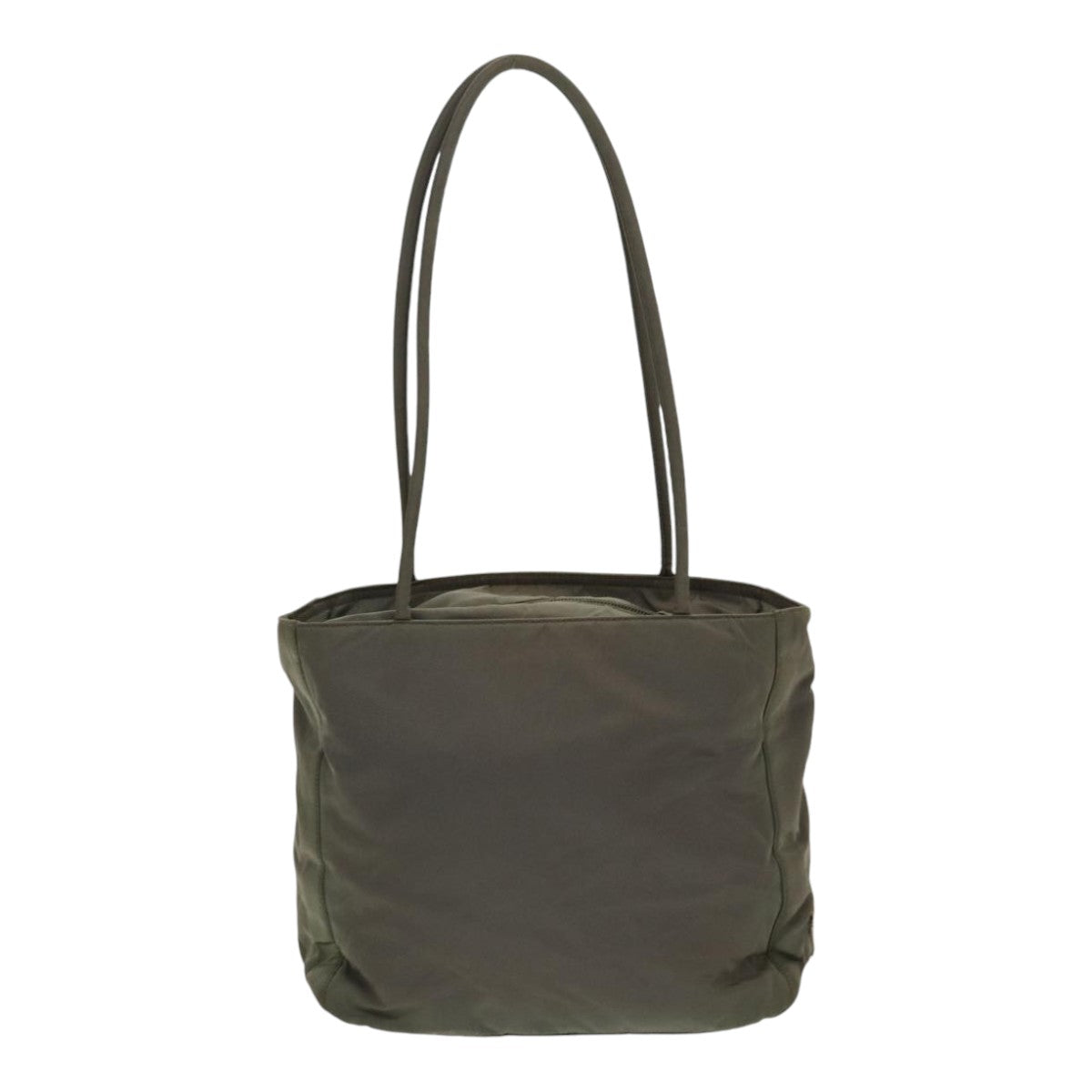 Prada Tote Bag Khaki Auth Nylon Silver Silver Auth 86252