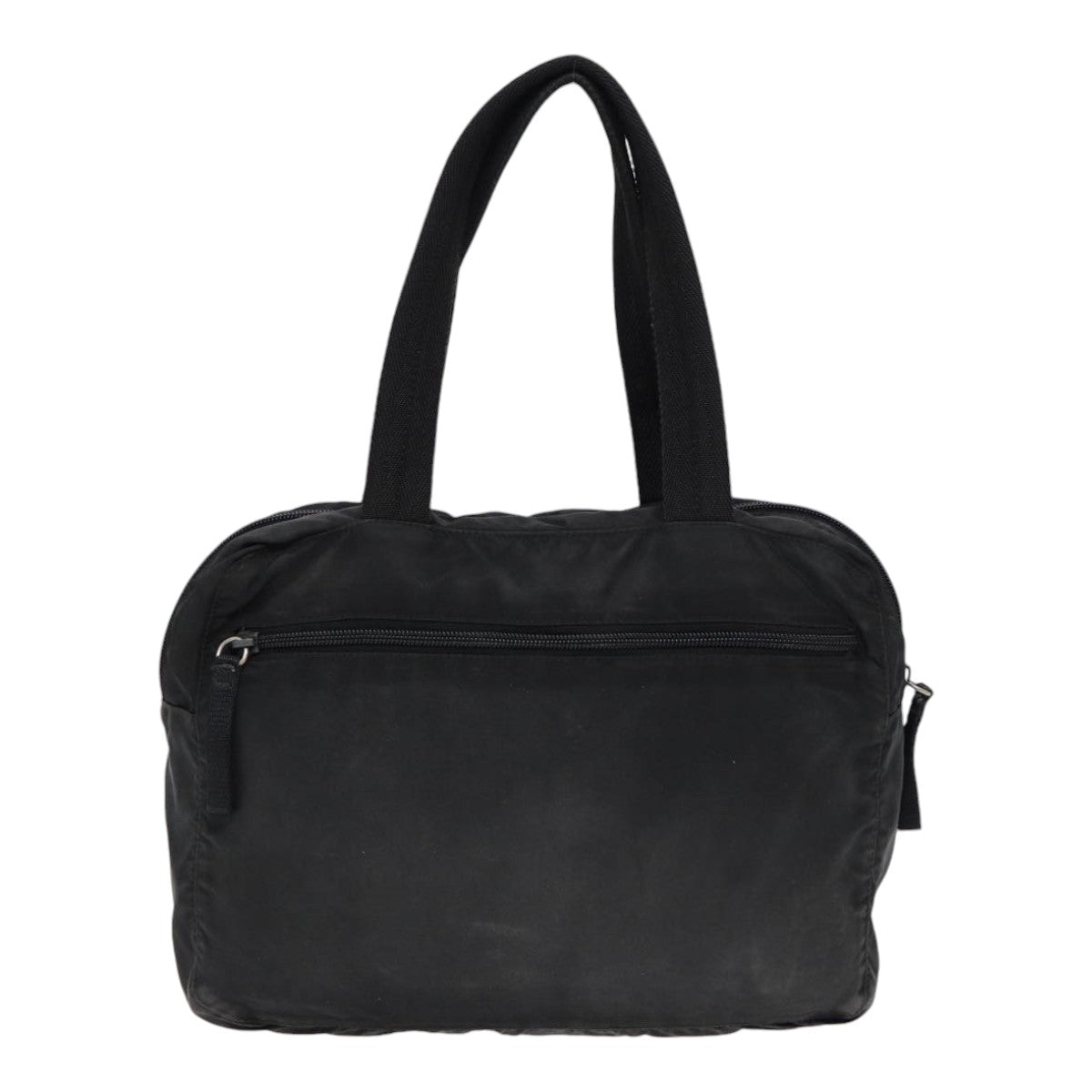 Prada Hand Bag Auth Nylon Black Silver Travel Bag Silver Auth 86338