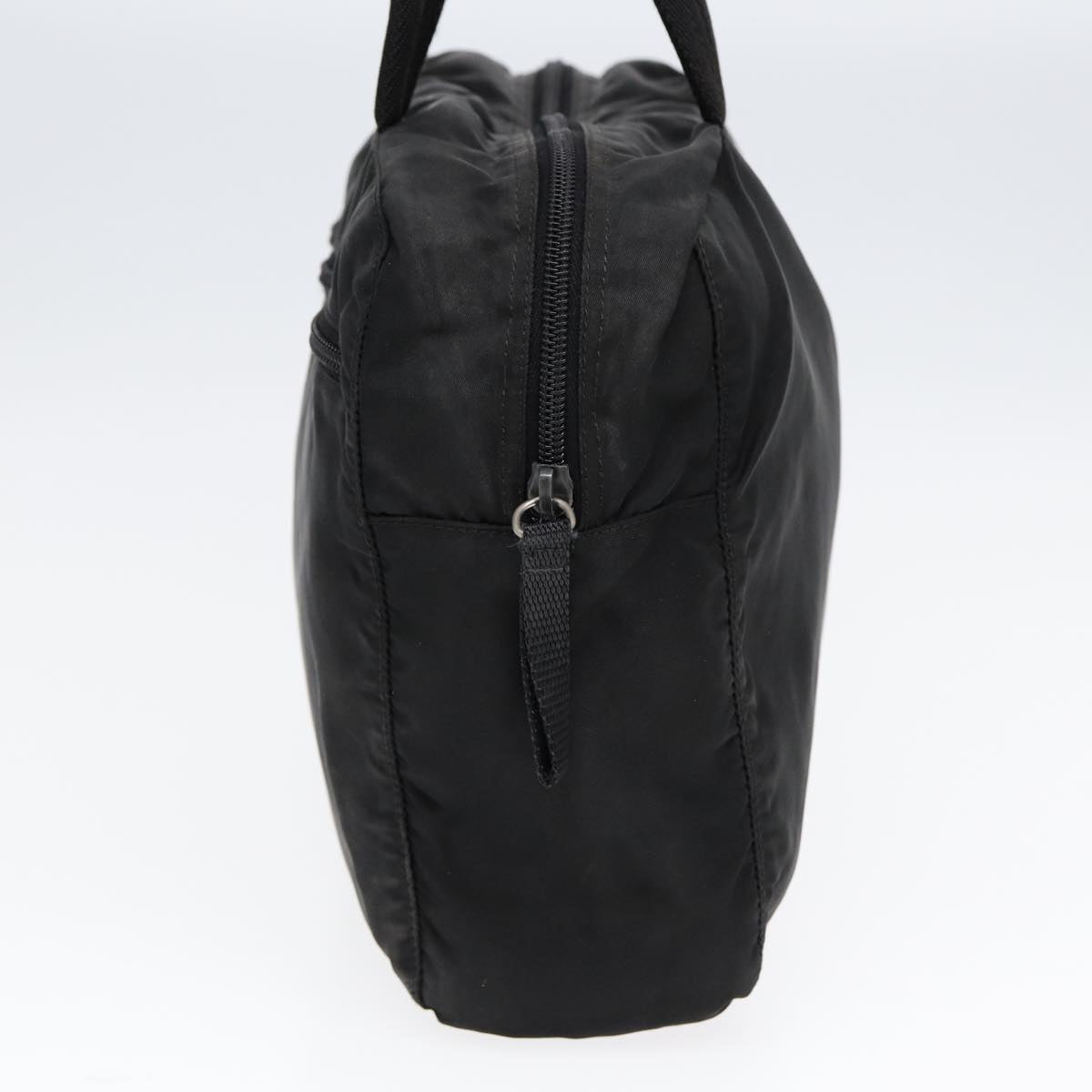 Prada Hand Bag Auth Nylon Black Silver Travel Bag Silver Auth 86338