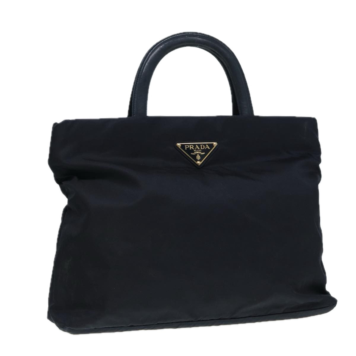 Prada Hand Bag Auth Nylon Silver Navy Travel Bag Silver Auth 86341