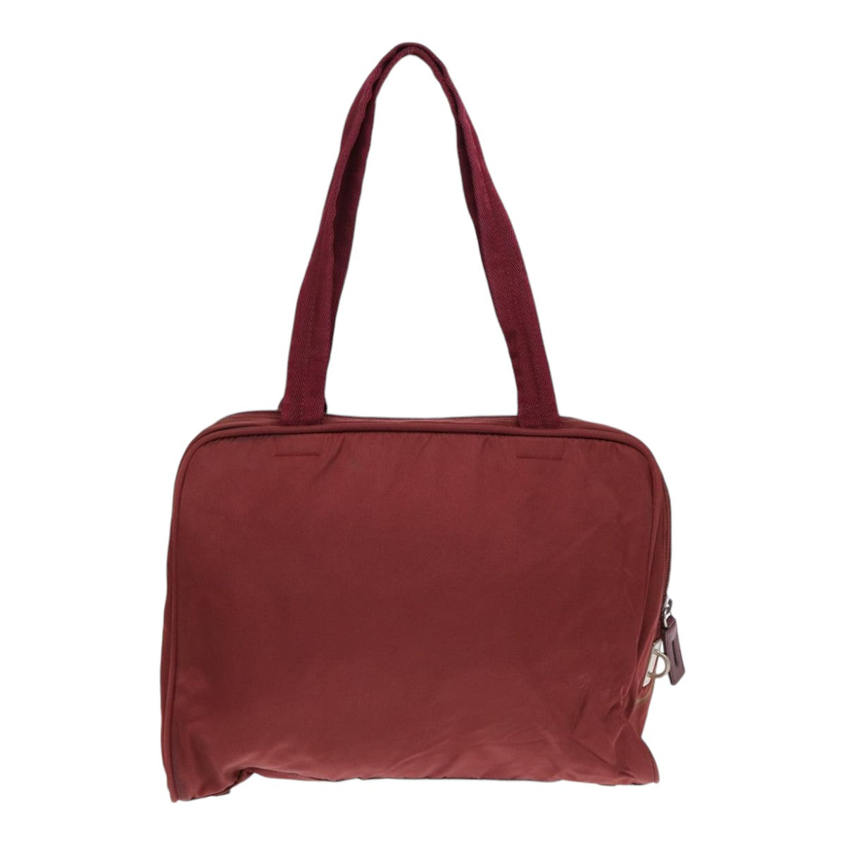 Prada Tote Bag Wine Auth Nylon Red Silver