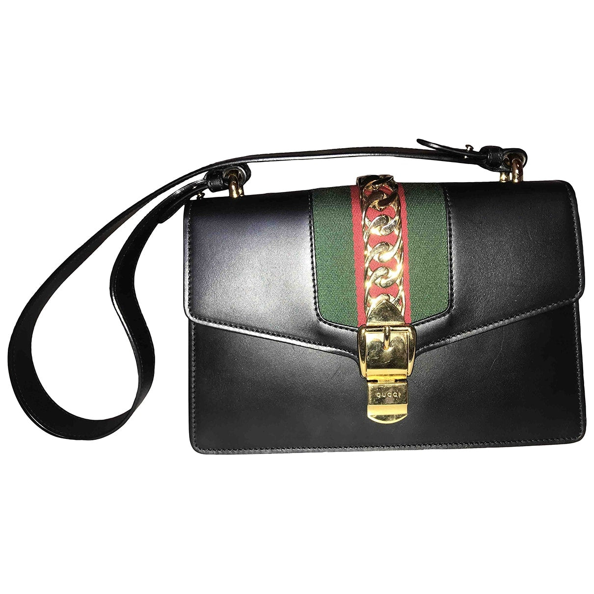 Gucci sylvie black leather handbag