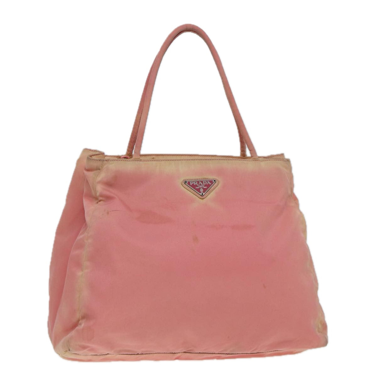 Prada Hand Bag Auth Nylon Pink Silver Travel Bag Silver Auth 86444