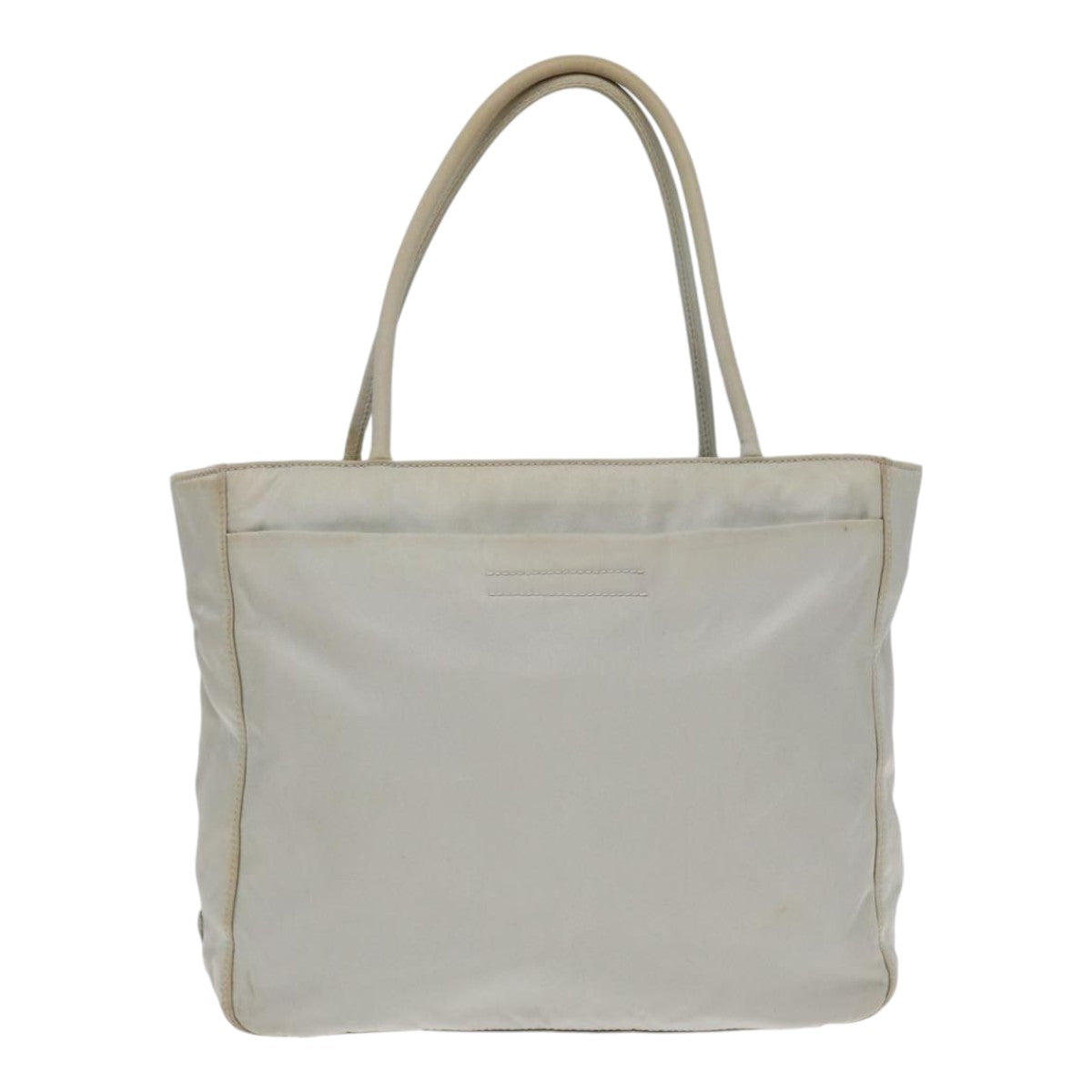 Prada Hand Bag Auth Nylon Silver Gray Travel Bag Silver Auth 86449