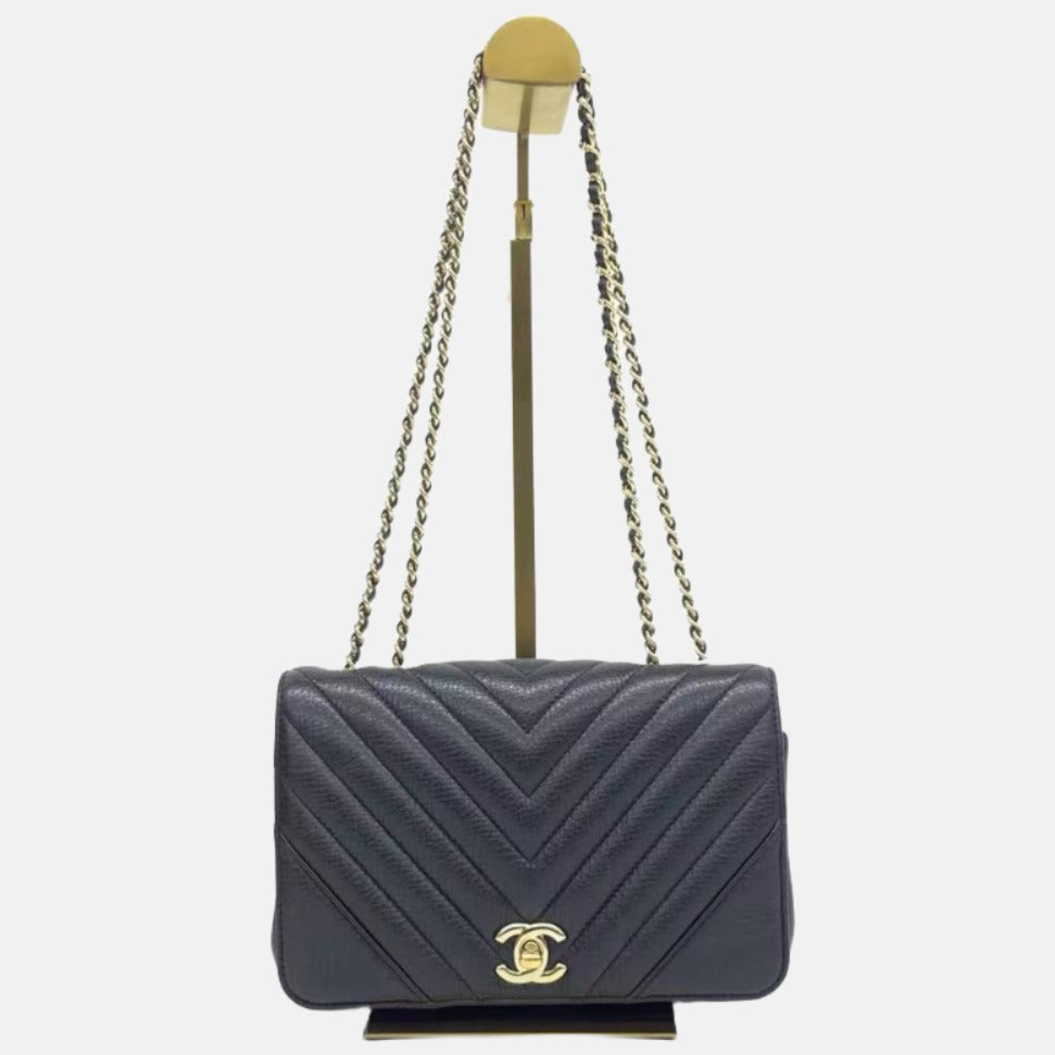 Chanel Classic Flap Rectangular Chevron Quilted Calfskin Black Leather Crossbody Bag