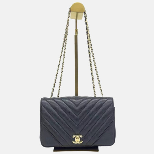Chanel Classic Flap Rectangular Chevron Quilted Calfskin Black Leather Crossbody Bag