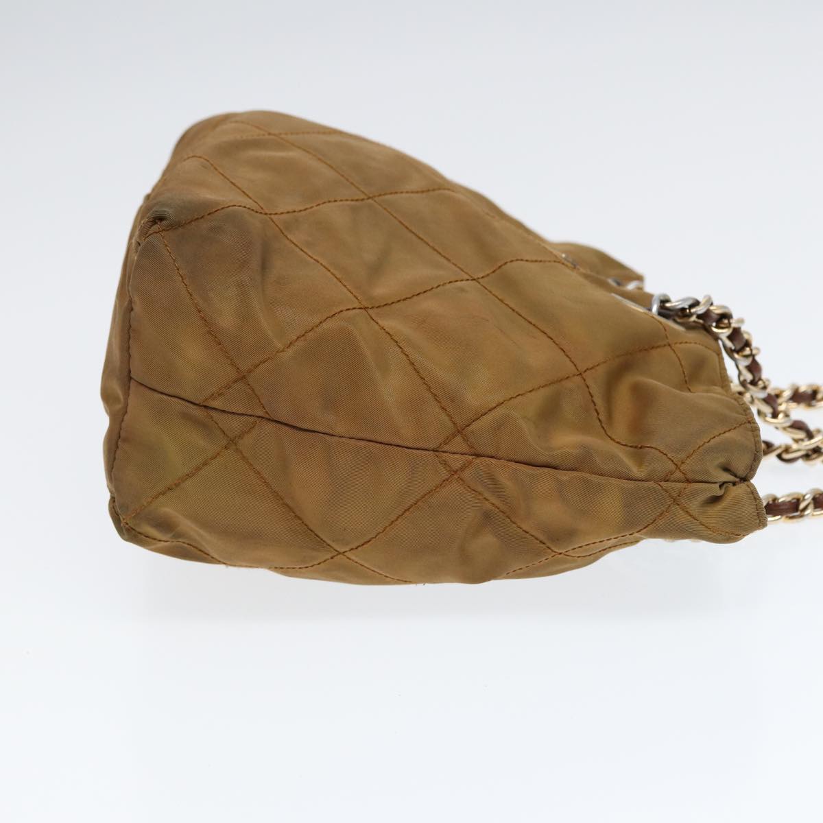 Prada Shoulder Bag Khaki Auth Nylon Gold Chain