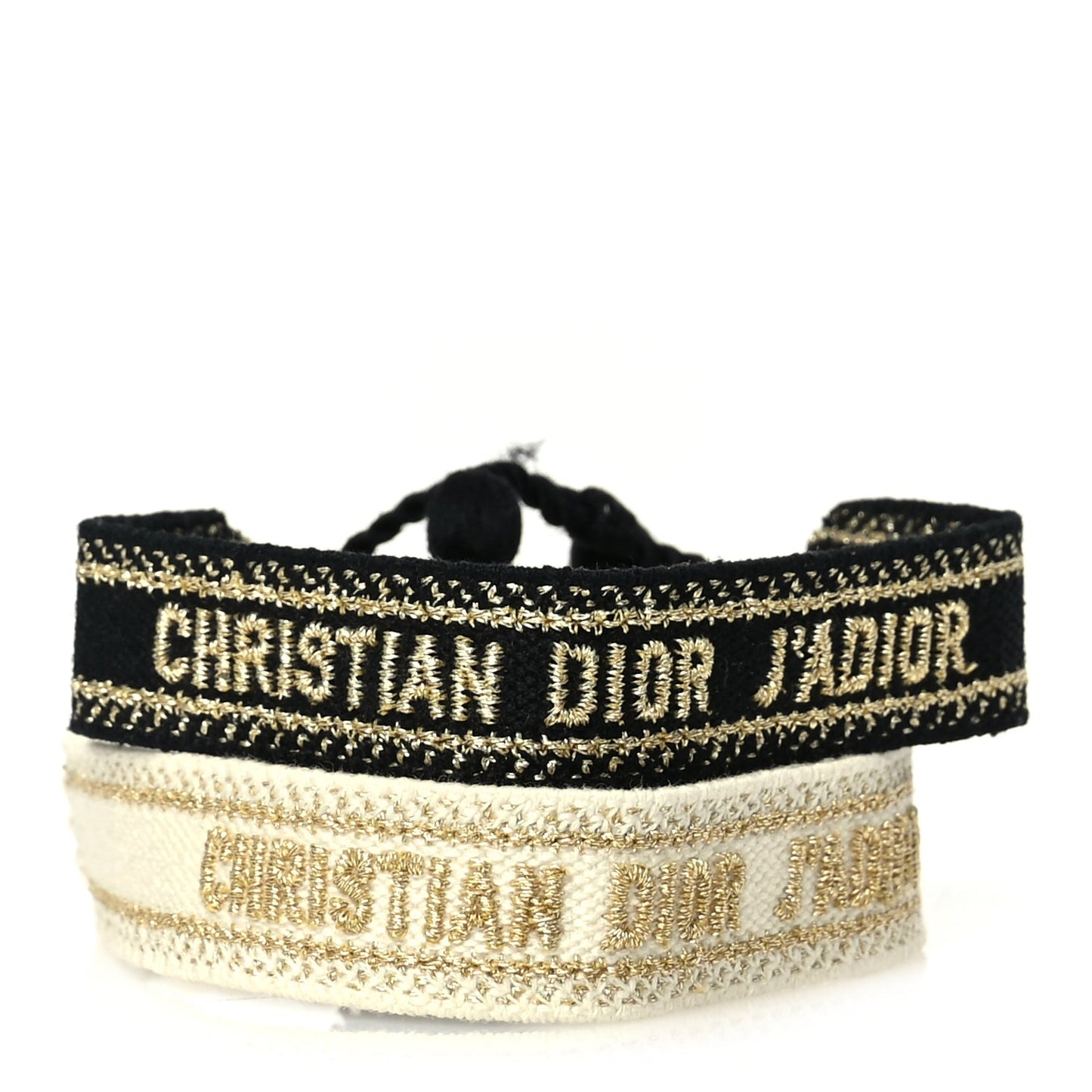 Dior Handbag Christian Cotton J'A Friendship Bracelet Set Black Gold Woven Jewelry