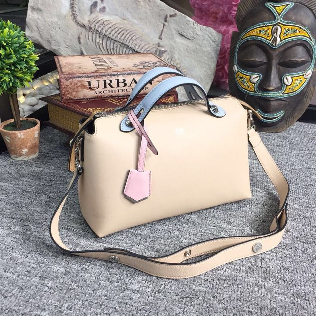 Fendi Top QualityTop Quality By Way Beige Medium FF Crossbody Bag Ff 8Bl1461