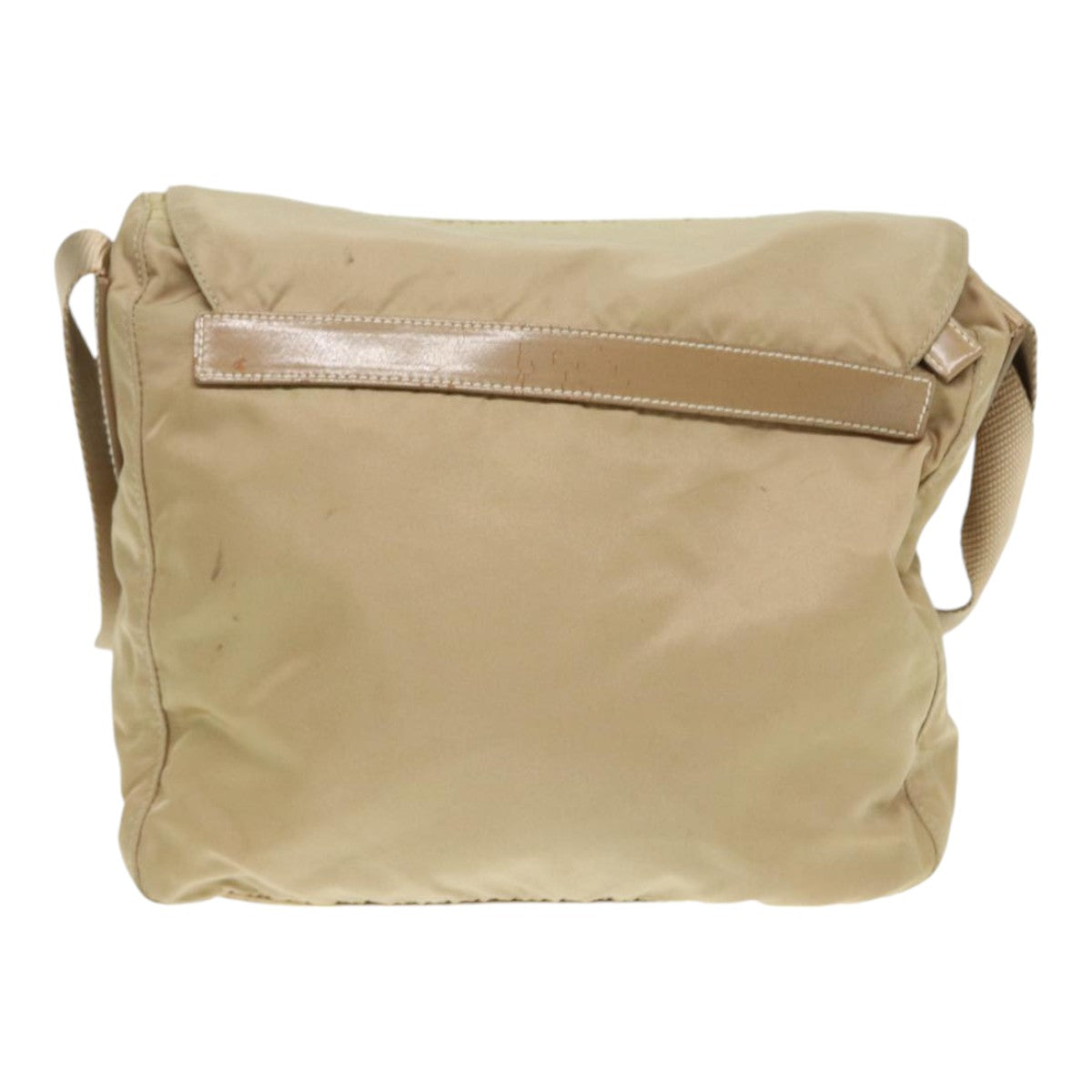 Prada Shoulder Bag Auth Nylon Beige Silver Silver Auth 86647