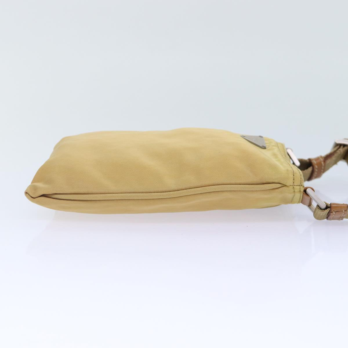 Prada Shoulder Bag Auth Nylon Beige Silver Silver Auth 86701