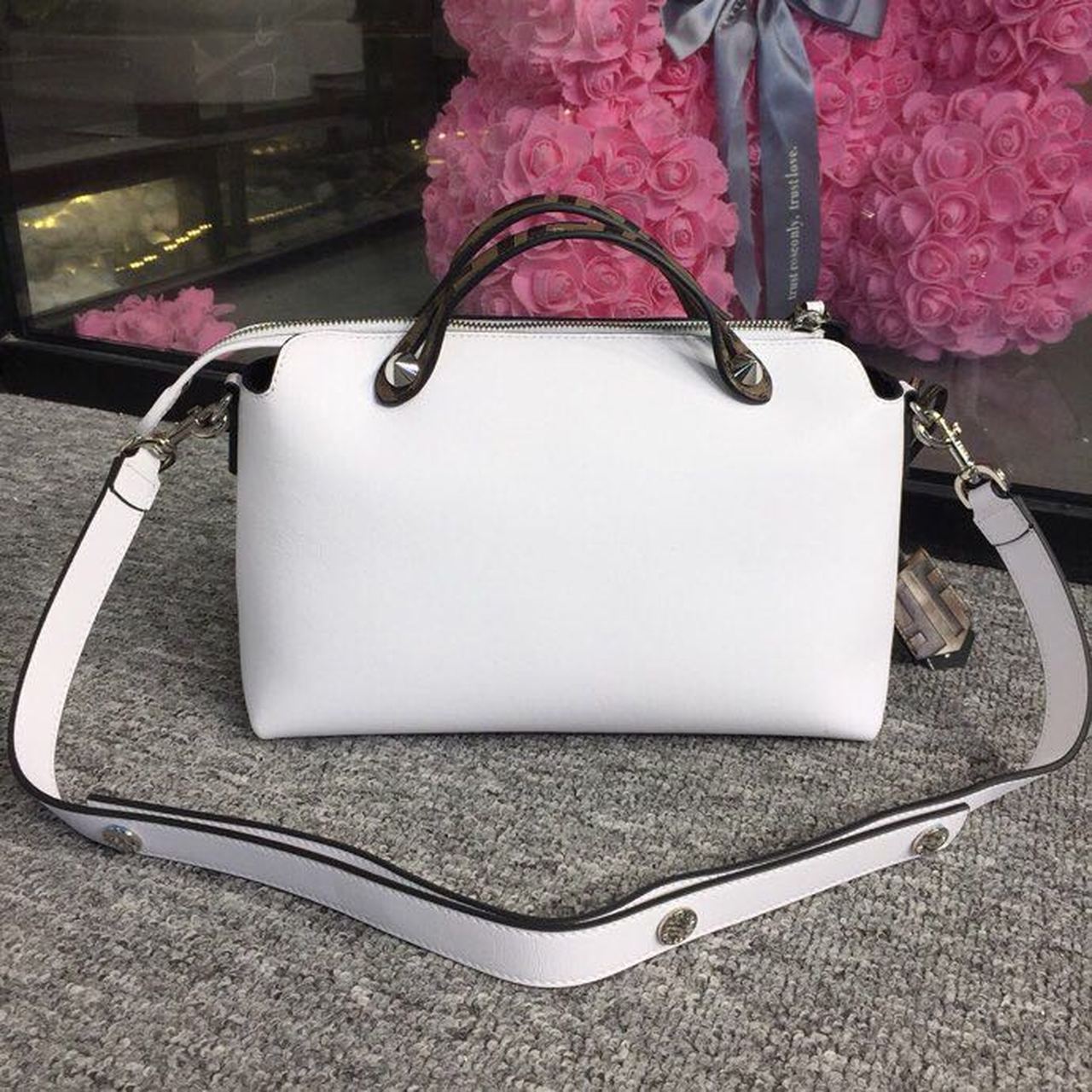 Fendi Top QualityTop Quality By Way White Medium FF Crossbody Bag