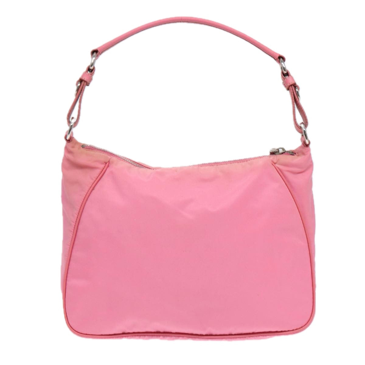 Prada Shoulder Bag Auth Nylon Pink Silver Silver Auth 86879