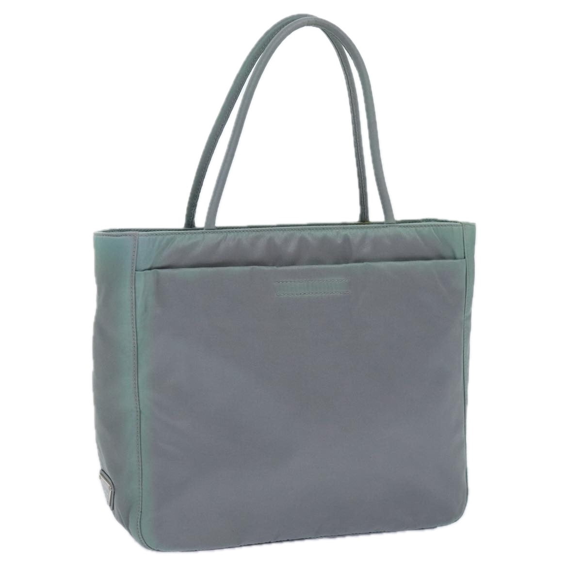 Prada Hand Bag Auth Nylon Silver Gray Travel Bag