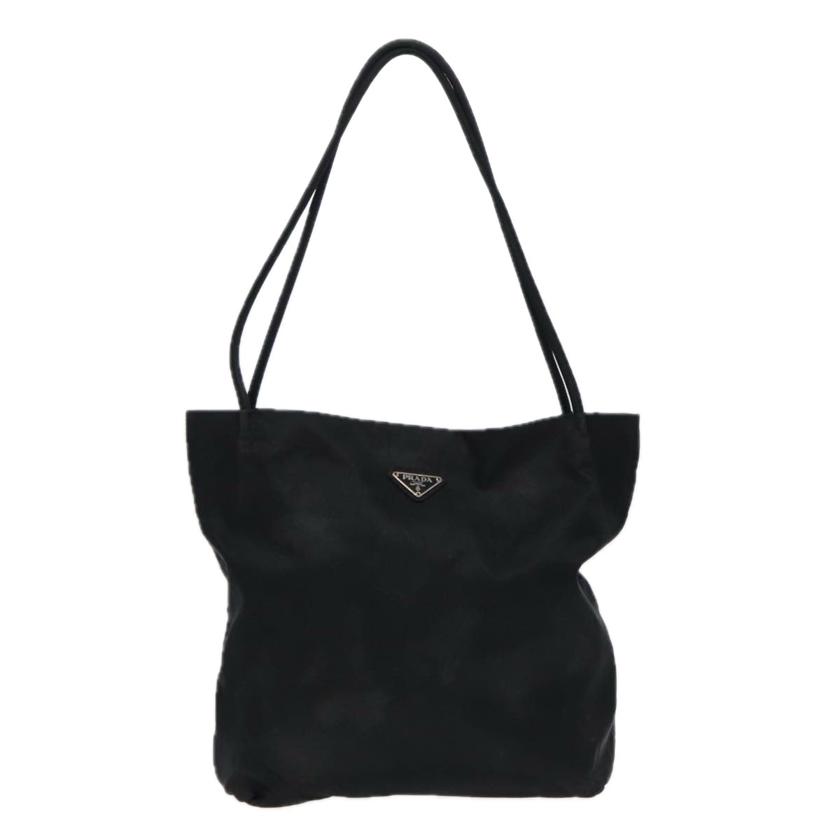 Prada Tote Bag Auth Nylon Black Silver Silver Auth 86886