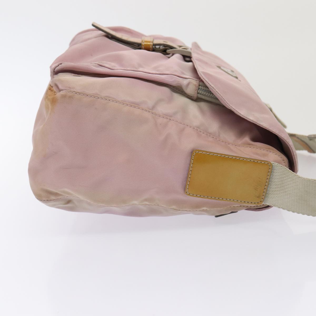 Prada Shoulder Bag Auth Nylon Pink Silver Silver Auth 86887