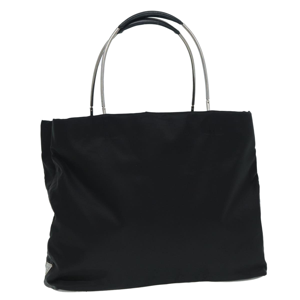 Prada Tote Bag Auth Nylon Black Silver Silver Auth 86889
