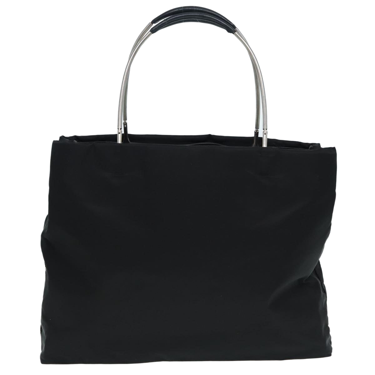 Prada Tote Bag Auth Nylon Black Silver Silver Auth 86889