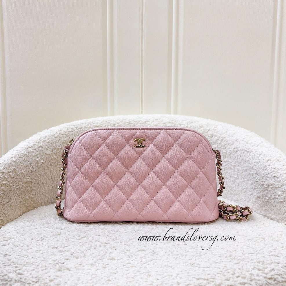 Chanel 24K Medium Pouch / Clutch with Chain in Sakura Pink Caviar and Lghw ( )