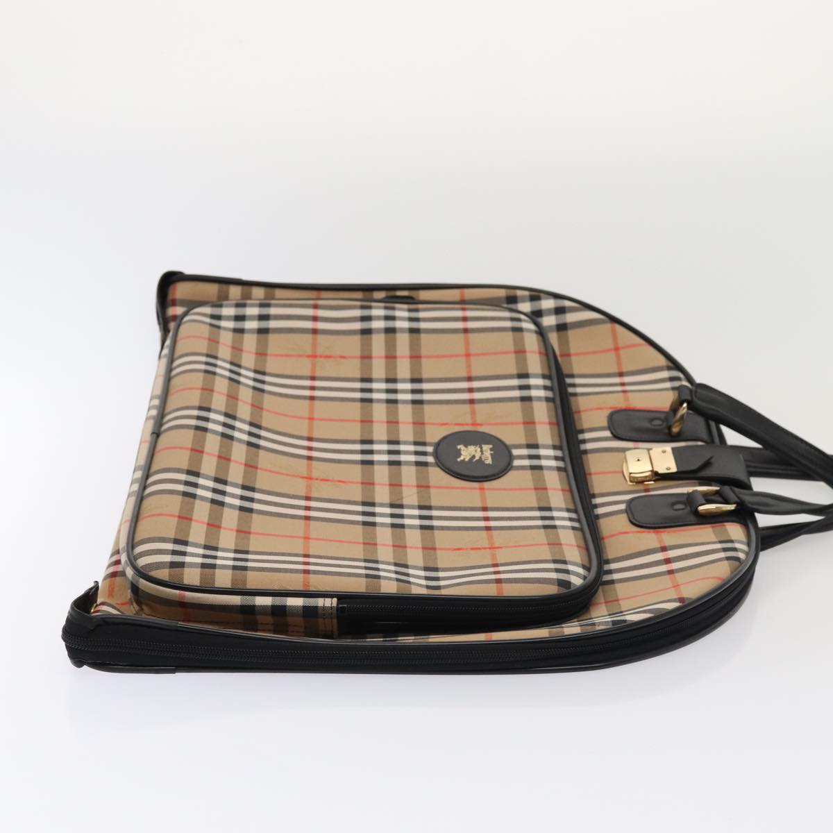 Burberry Luxury ss Nova Check Garment Cover Auth Handbag Leather Canvas Black Travel Bag