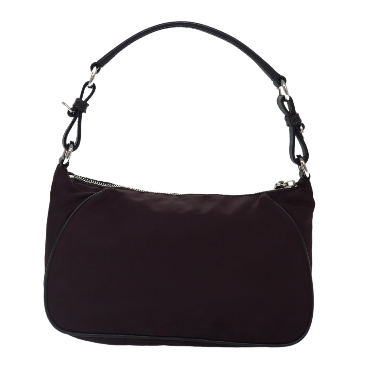 Prada Shoulder Bag Wine Auth Nylon Red Silver