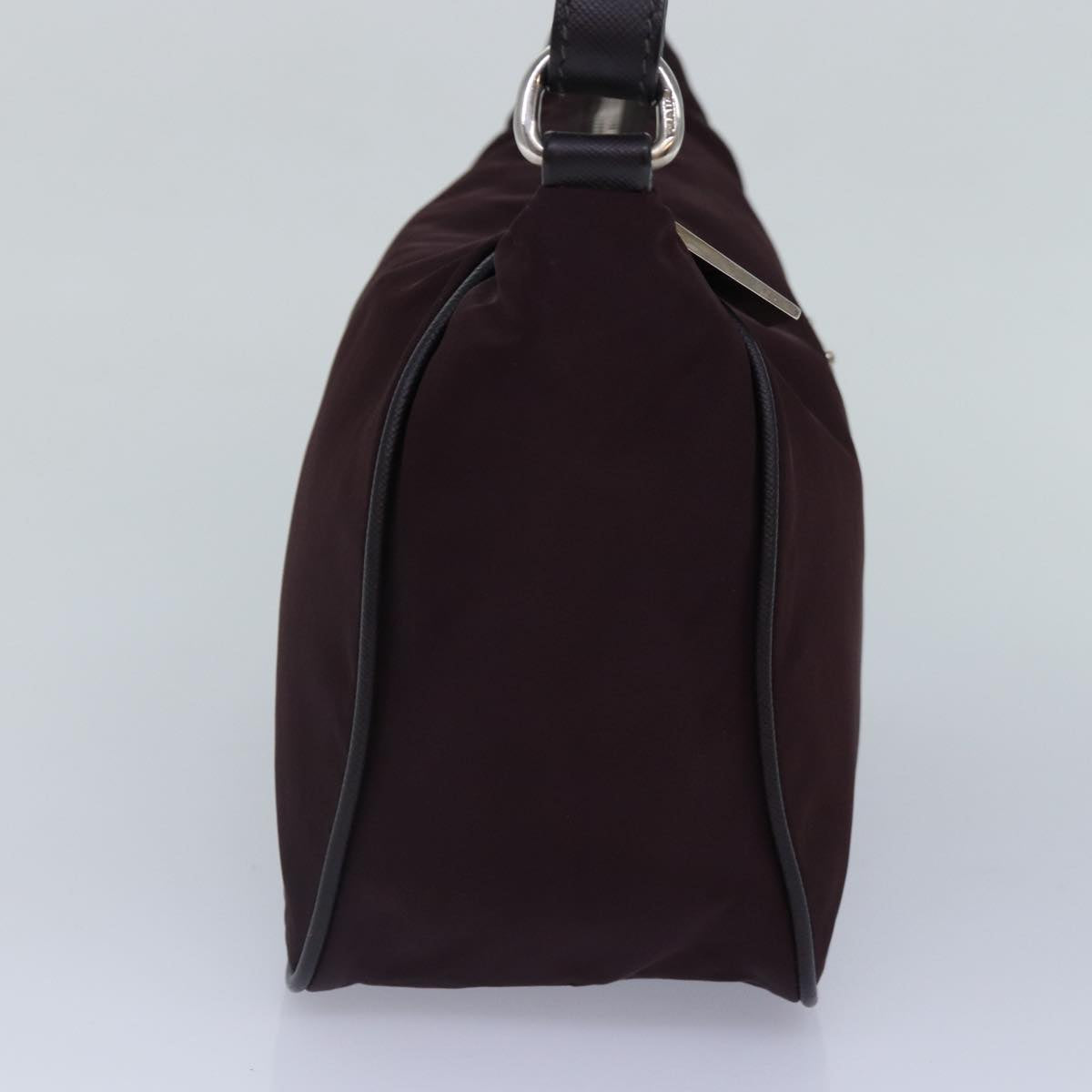 Prada Shoulder Bag Wine Auth Nylon Red Silver