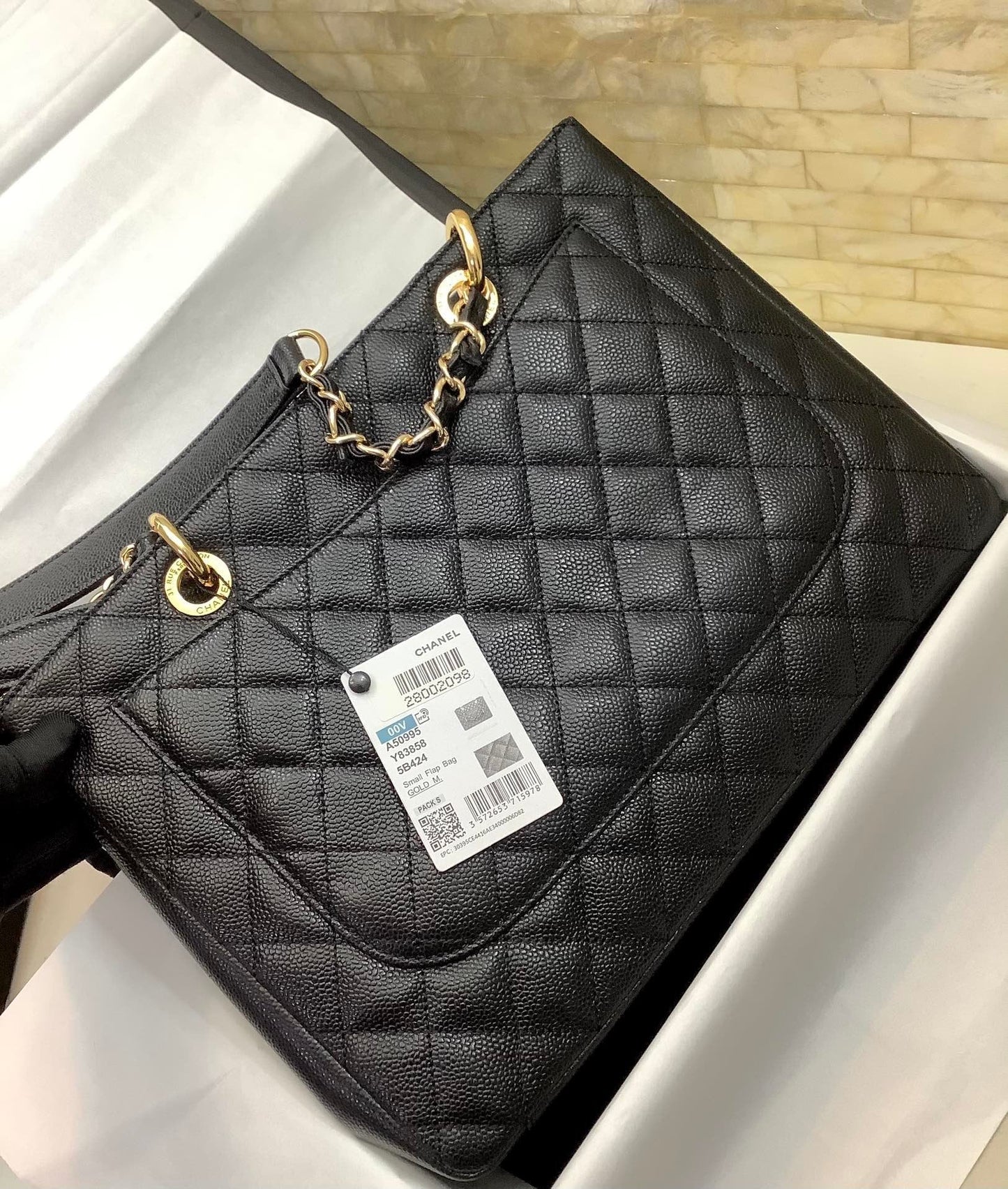 CHL Classic Toned Hardware 13.3in Black Gold Tote Bag