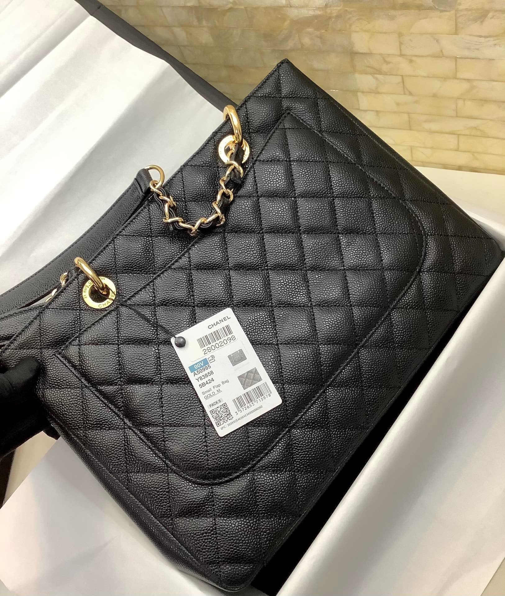 CHL Classic Toned Hardware 13.3in Black Gold Tote Bag