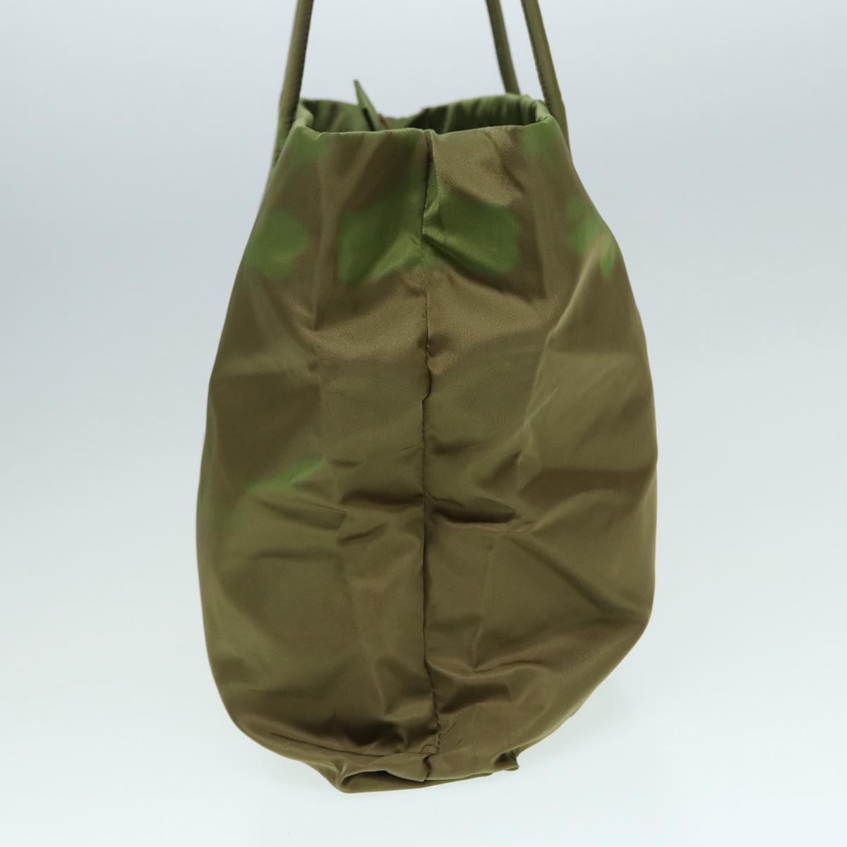 Prada Tote Bag Khaki Auth Nylon Silver Silver Auth 87118