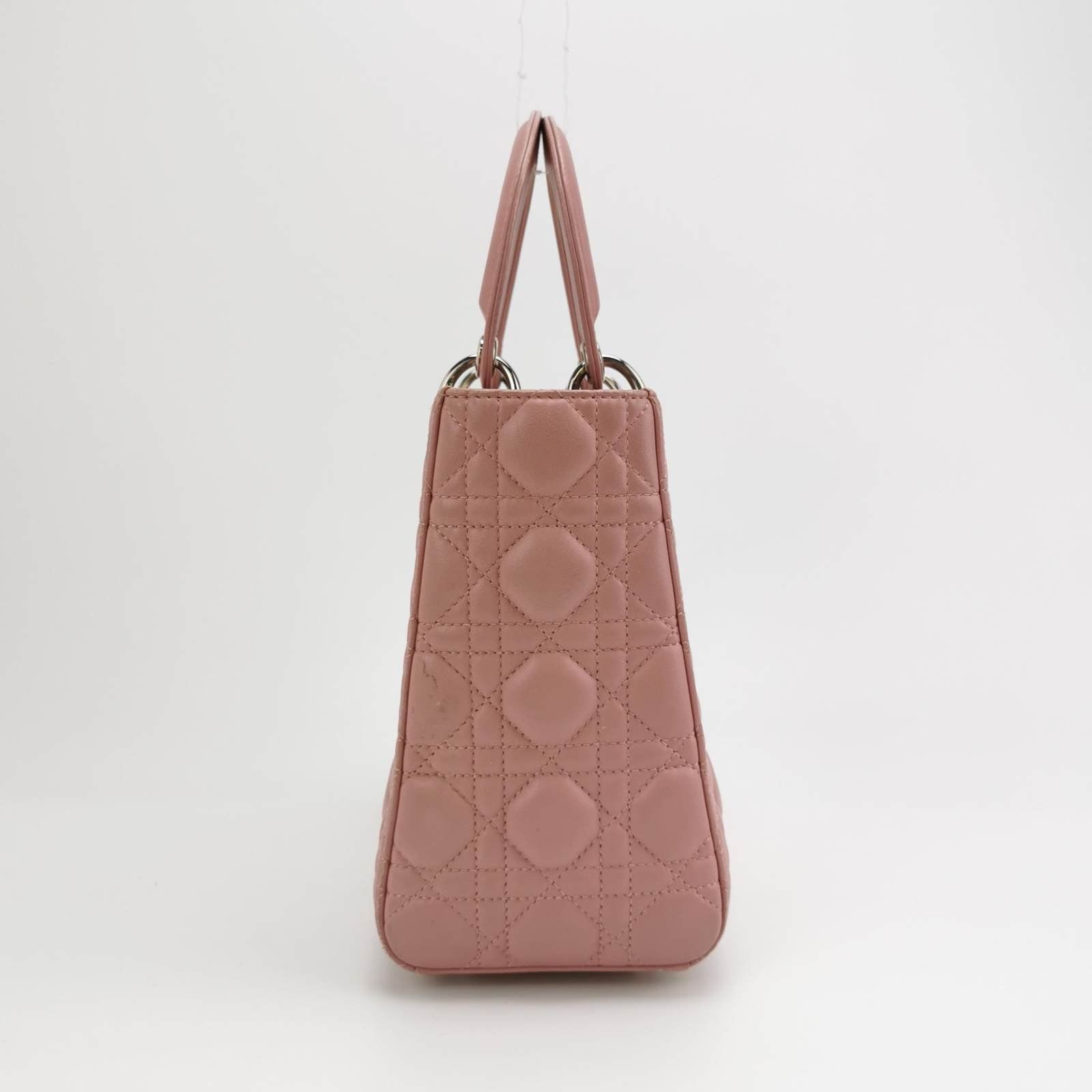 Dior Lady Cannage Handbag Leather Pink Travel Bag