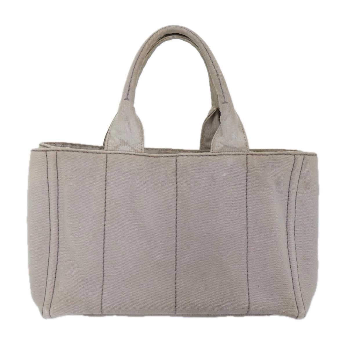 Prada Canapa Mm Hand Bag Auth Canvas Gold Gray Travel Bag