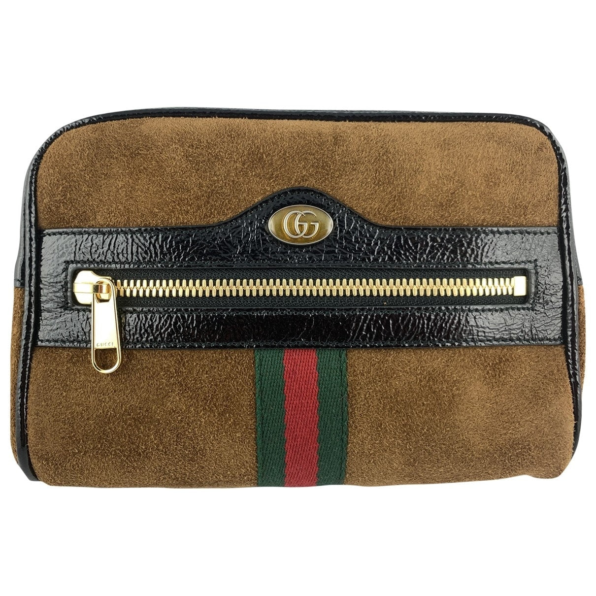 Gucci ophidia brown suede clutch bag