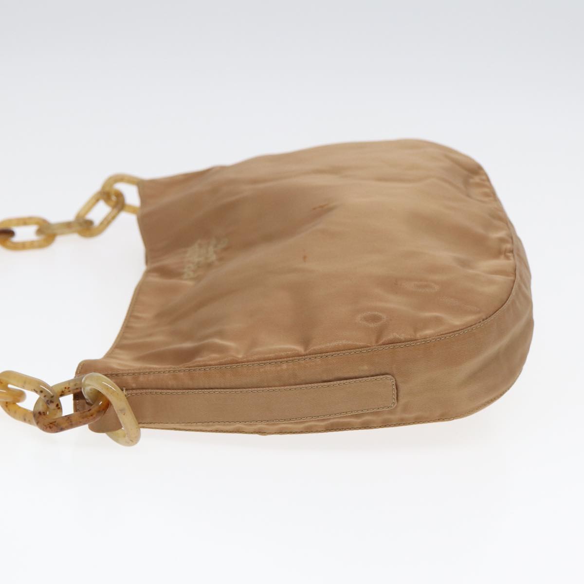 Prada Shoulder Bag Auth Nylon Brown Silver Silver Auth 87289