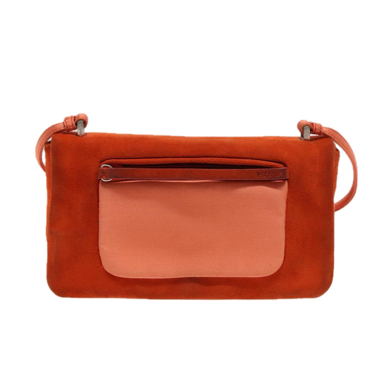 Prada Shoulder Bag Auth Suede Silver Orange
